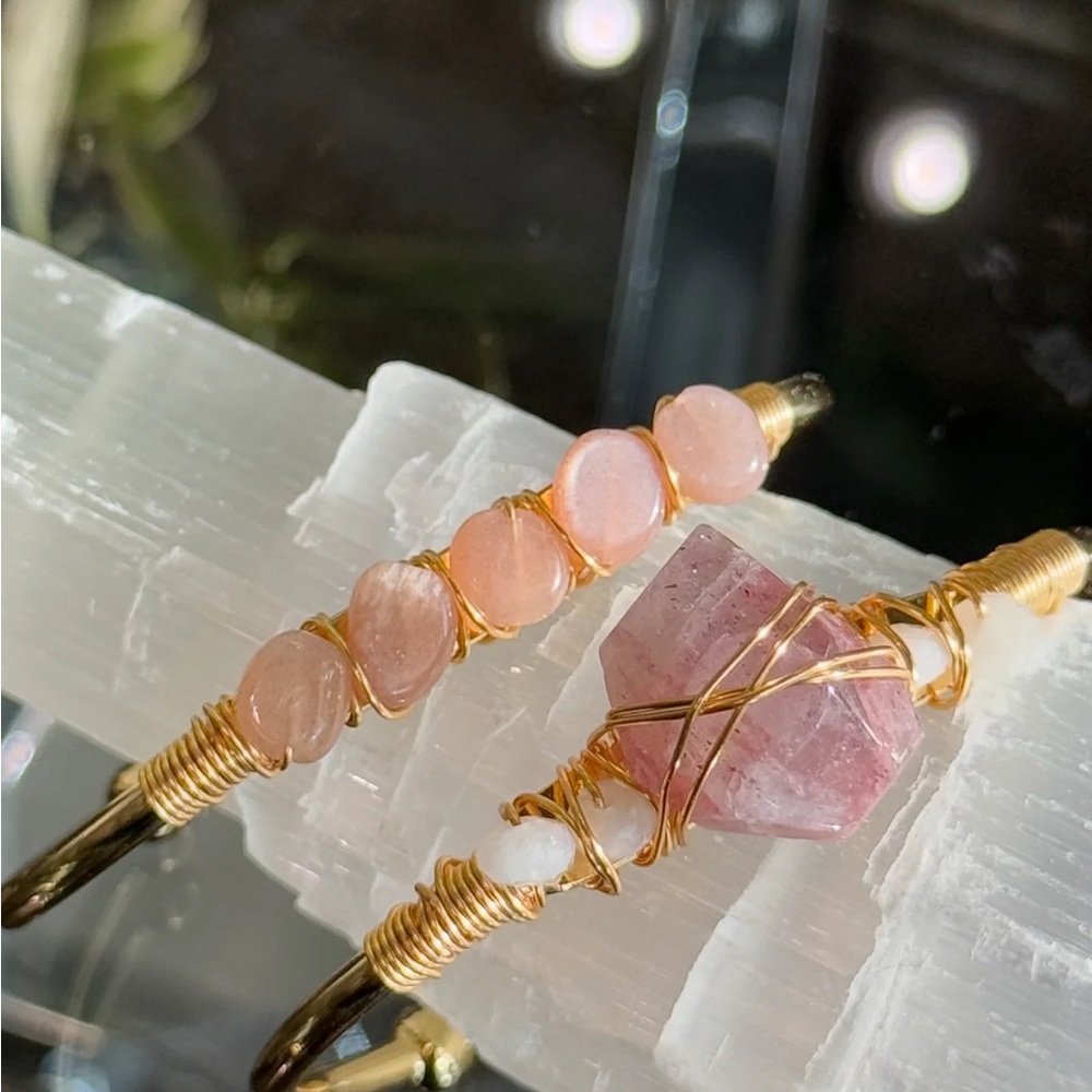 Sun Stone & Strawberry Quartz Duo